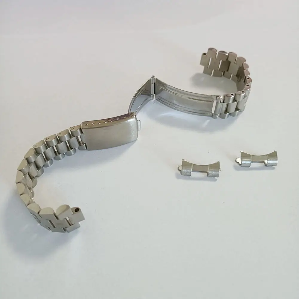 20mm Silver 316L Stainless Steel Oyster Curved End Watch Bands Strap Bracelet Fits For Seiko 5 Watches