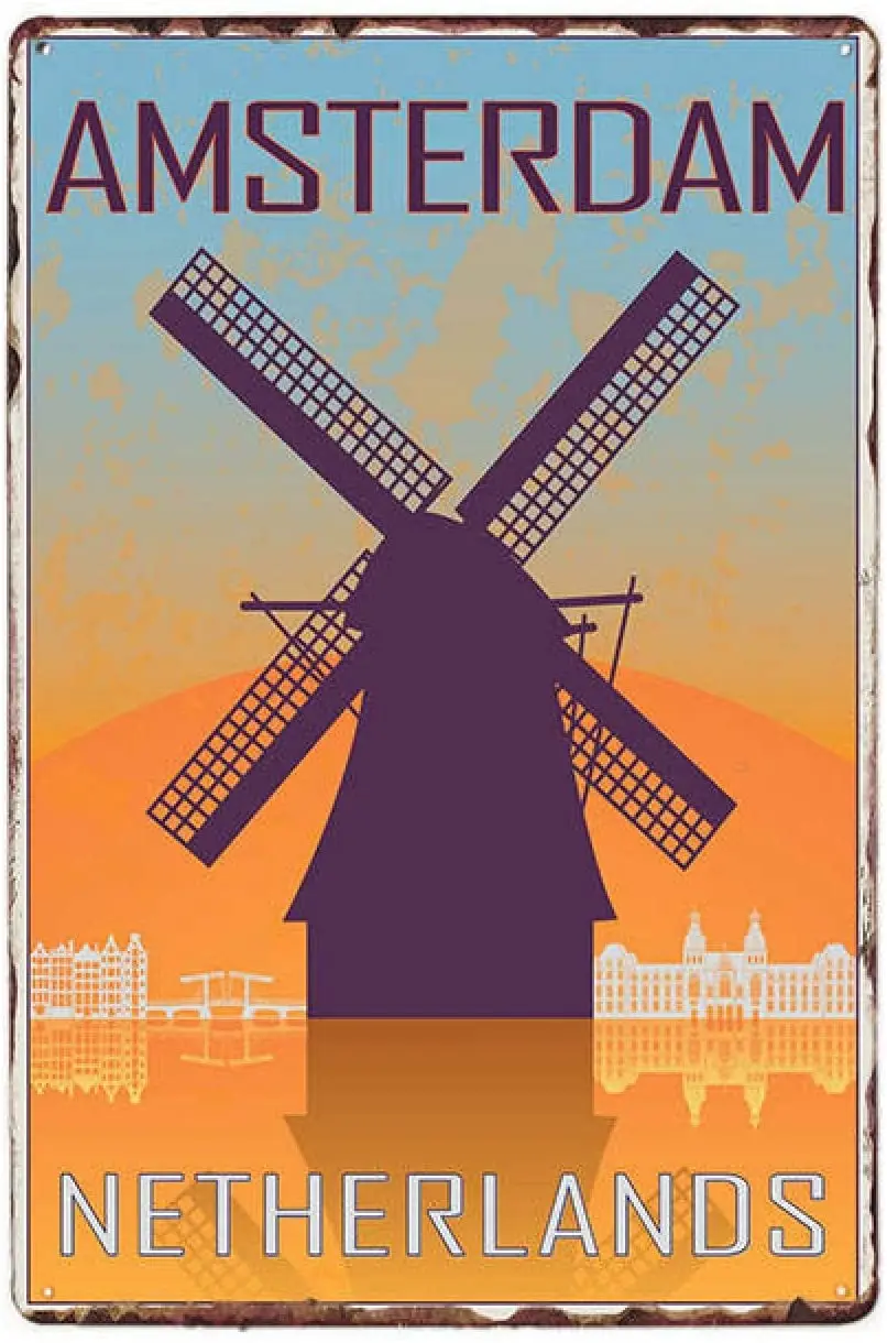 

Туристический городской металлический знак, табличка, винтажный жестяной постер, металлические пластины, потертый шик, украшение для дома 20x30 см