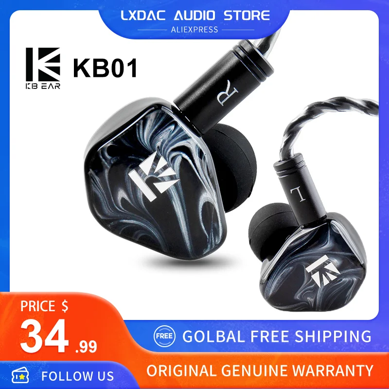 

KBEAR KB01 наушники 10 мм бериллиевые диафрагменные динамические наушники с шумоподавлением спортивные наушники-вкладыши монитор KZ