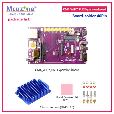 Расширительная плата MCUZONE для Raspberry Pi CM4 WiFi7-PoE