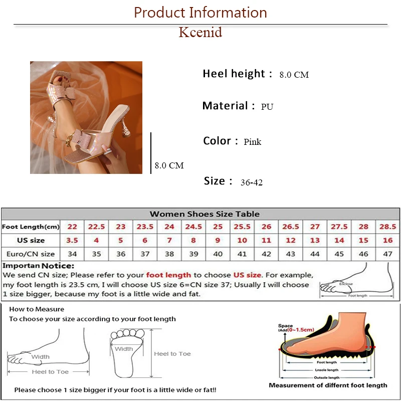 Kcenid Мода 2024 Лето странные высокие каблуки тапочки для женщин розовый узел