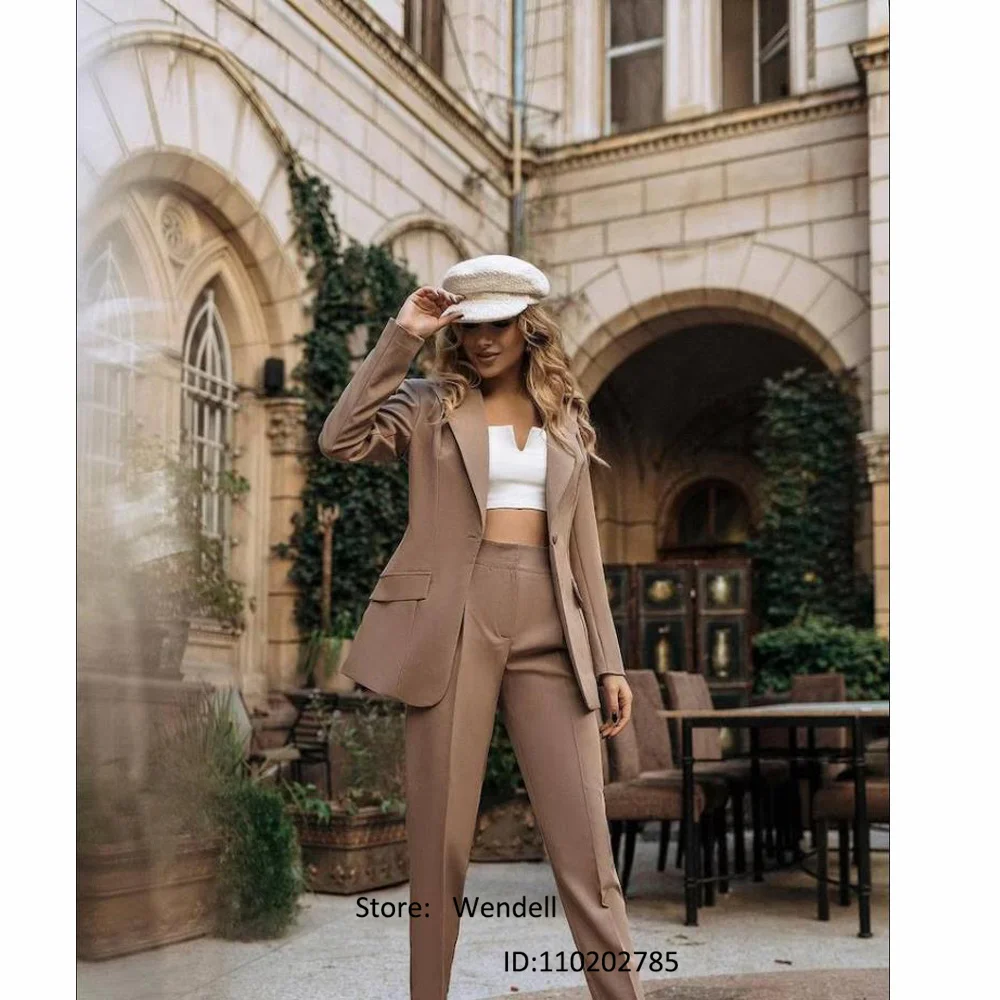 New Women's Suit Slim Fit 1 Button Buckle Collar Custom Wedding Party Dress Jacket + Pants Short Sets of Women 2 Pieces Elegant