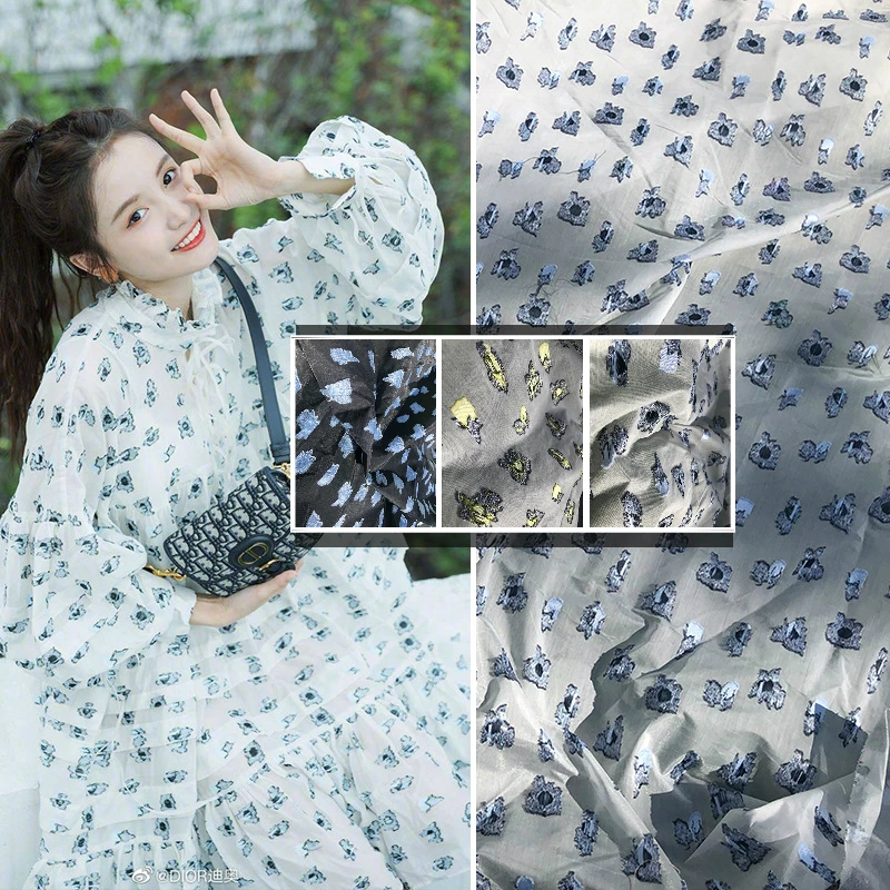 

Jacquard Polyester Fabric Brand Fashion Design See-through Dress Diy Jacquard Polyester Fabrics Sew Per Meter Materi