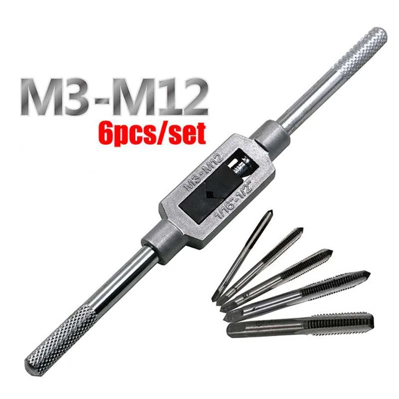

6 шт. 3F ручной винт Резьба Метрическая Вилка Набор крана M3 M4 M5 M6 M8 с регулируемым краном гаечный ключ 1/16-1/4"