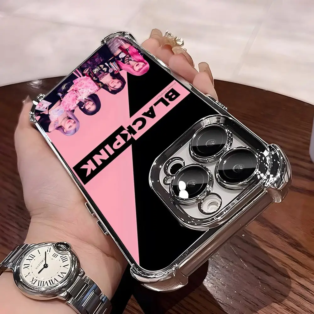 Чехол для телефона Kpop-BLACKPINKs-Girls Iphone 16 15 Pro 14 13 Mini 11 12 Xs Max Xr X 7 Plus с гальваническим