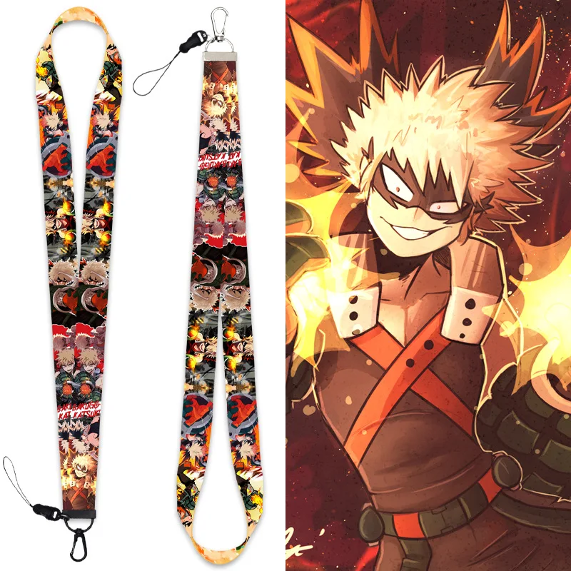 

Japanese Anime My Hero Academia Bakugo Katsuki Mobile Phone Lanyard Webbing Keychain Lanyard Can Be Split