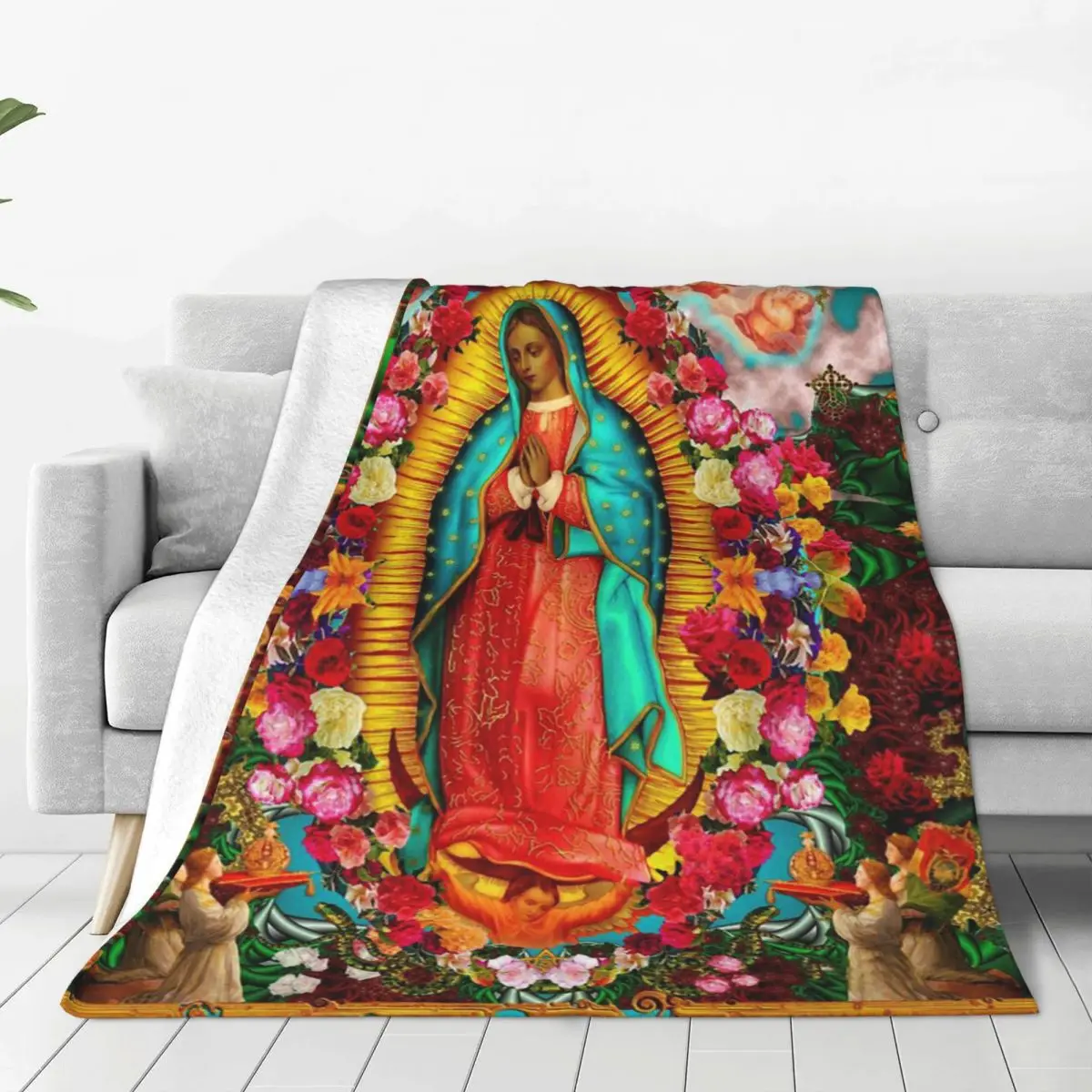

Virgin Mary Jesus Our Lady Of Guadalupe Blanket Mexican Christian Throw Blanket Summer Air Conditioning Decor Soft Bedsprea