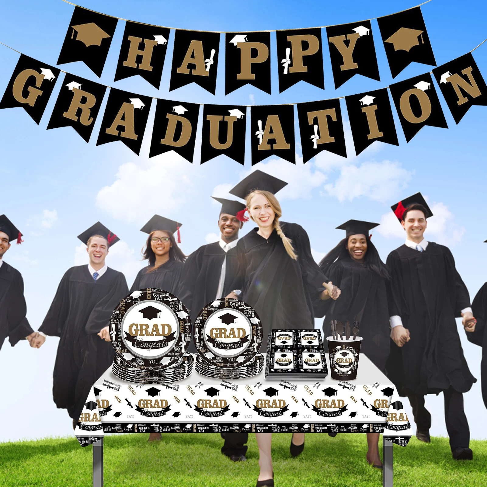 

Graduation Plates And Napkins 2022 Graduation Paper Plates And Napkins Cups Sets Dis-posable Dinnerware Set Includes Plates And