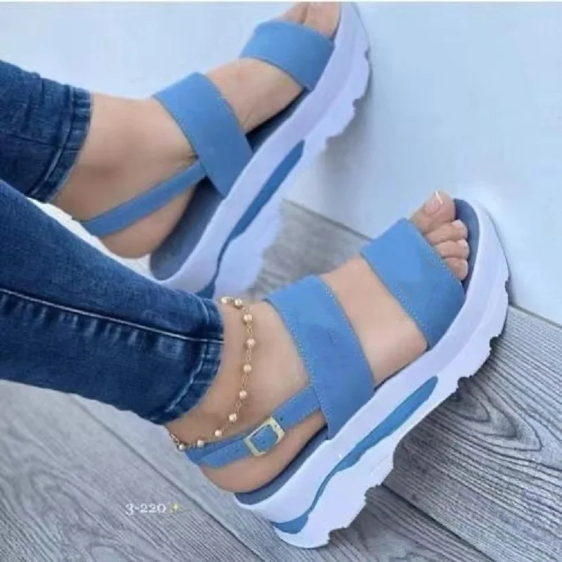 

2022 New Fashion Wedge Female Platform Buckle Strap Street Summer Shoes Punk Beach Wedges Women Sandals Sandalias De Mujer