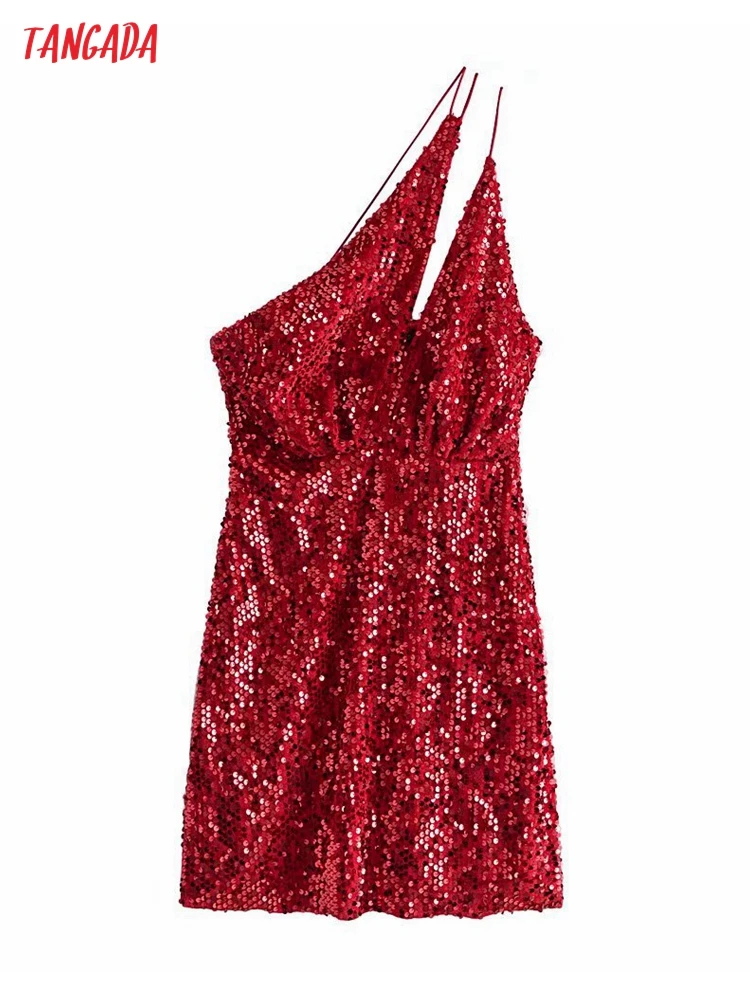 

Платье-мини женское вечернее без рукавов с блестками, 3H58