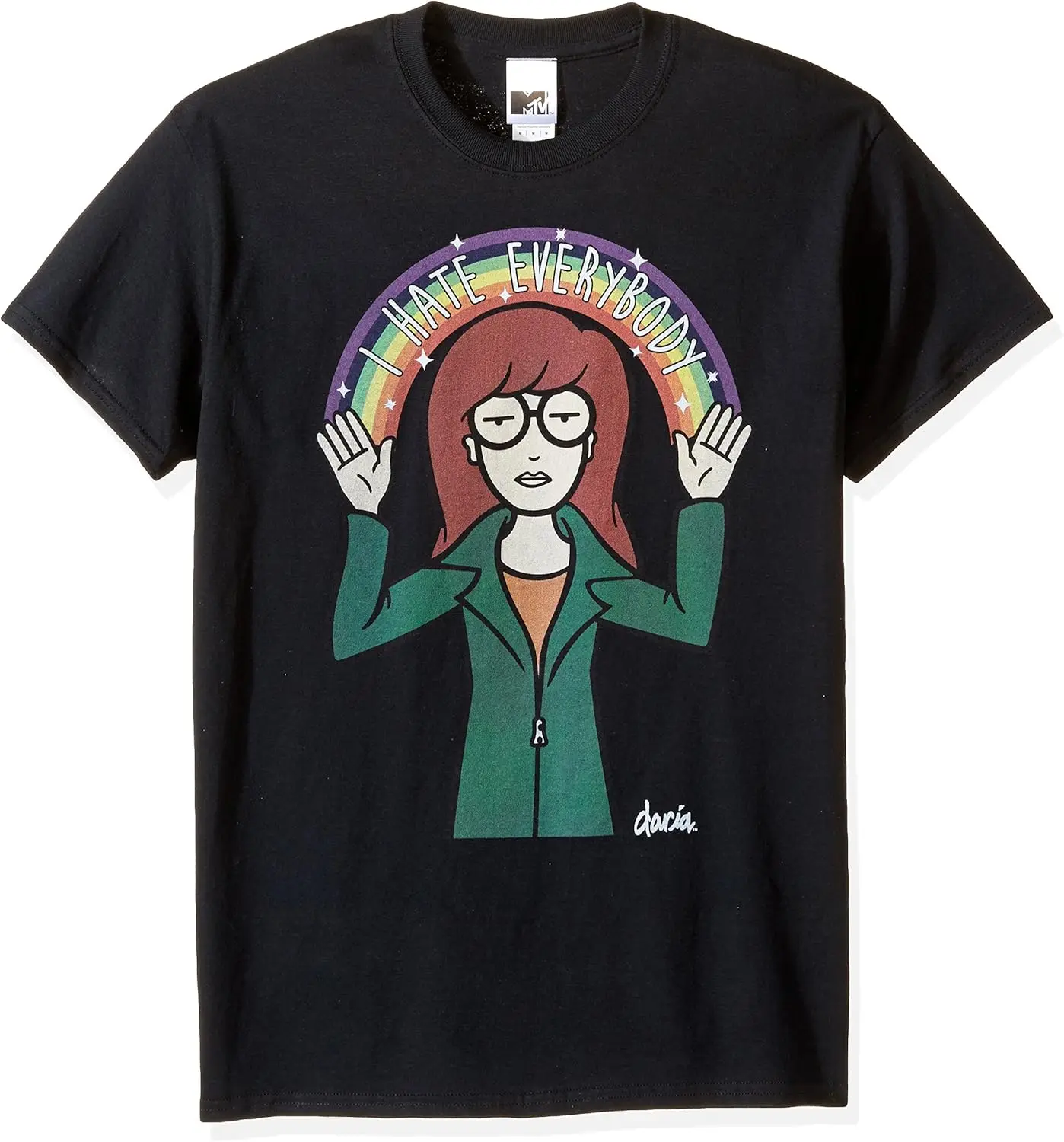 Мужская короткая футболка MTV Daria Hate Rainbow из чистого хлопка