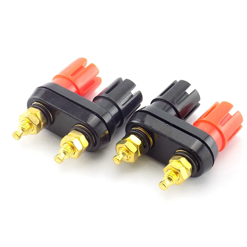 

1pc Dual Female Speaker Banana Plug Gold Plating Post Terminal Connector Banana Socket Amplifier Adaptor w1