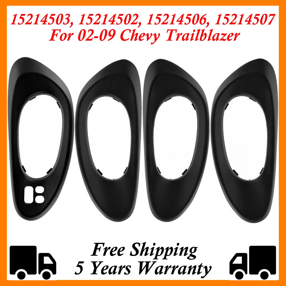 

Inside Front Rear Door Handle Bezels Trim BLACK For 2002-2009 Chevy Trailblazer 15214503 15214502 15214506 15214507