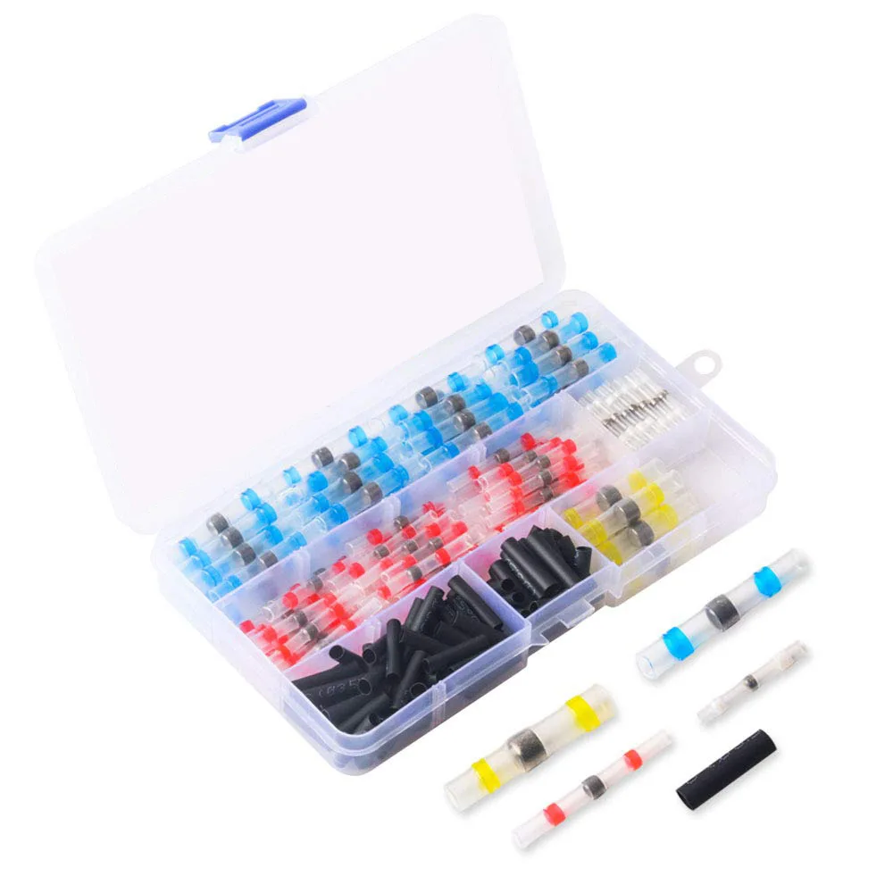 

220 шт., термоусадочные промежуточные клеммы, водонепроницаемые клеммы для припоя с черной термоусадочной трубкой