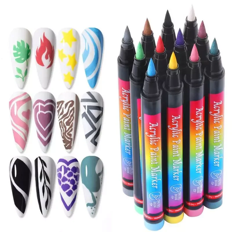

NEW Nail Art Graffiti Pen 12 Colors Drawing Waterbase Marker Pens Set For Nail Art Design Easy Using Nail Beauty Tools For Draw