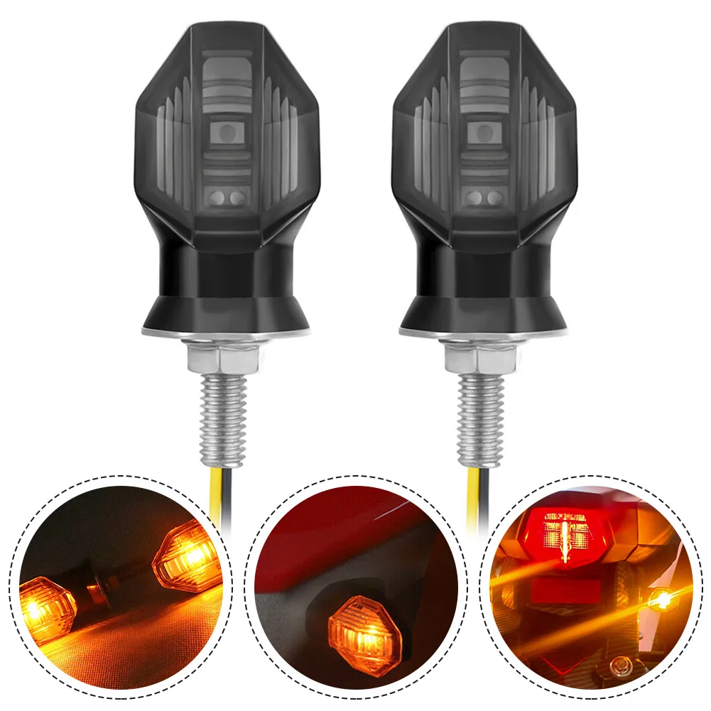 

2pcs Universal M3 Motorcycle Turn Signals Lights Mini LED Indicator Blinkers Amber Flashers Directional Accessories