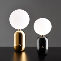 nordic black table lamp frosted glass ball lampshade desk lamps for bedroom bedside study living room decoration simple lighting