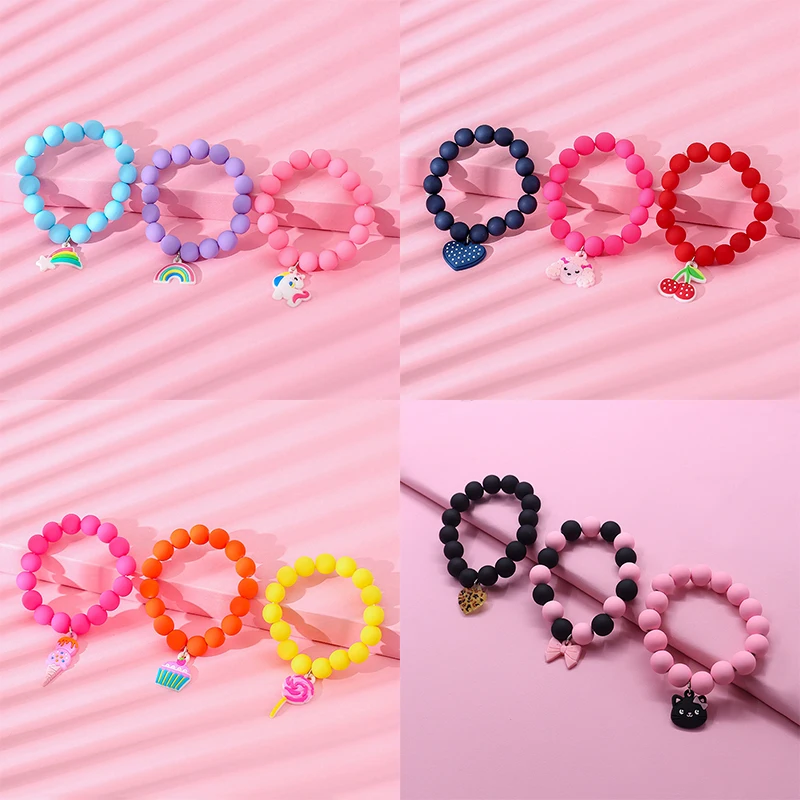 

Teens Girls Cute Stretch Acrylic Candy Color Beads Bracelet Gift Jewelry For Children's Kawaii Colorful Bracelets Jewelry Sale