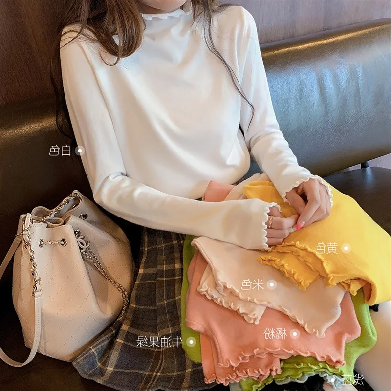 

X8042 Half-necked Blouse Knitting Sweaters Girls Knitwear Shirt Women Wear Knitwear Tops Pullover Shirt Fashion Knitting Jumper