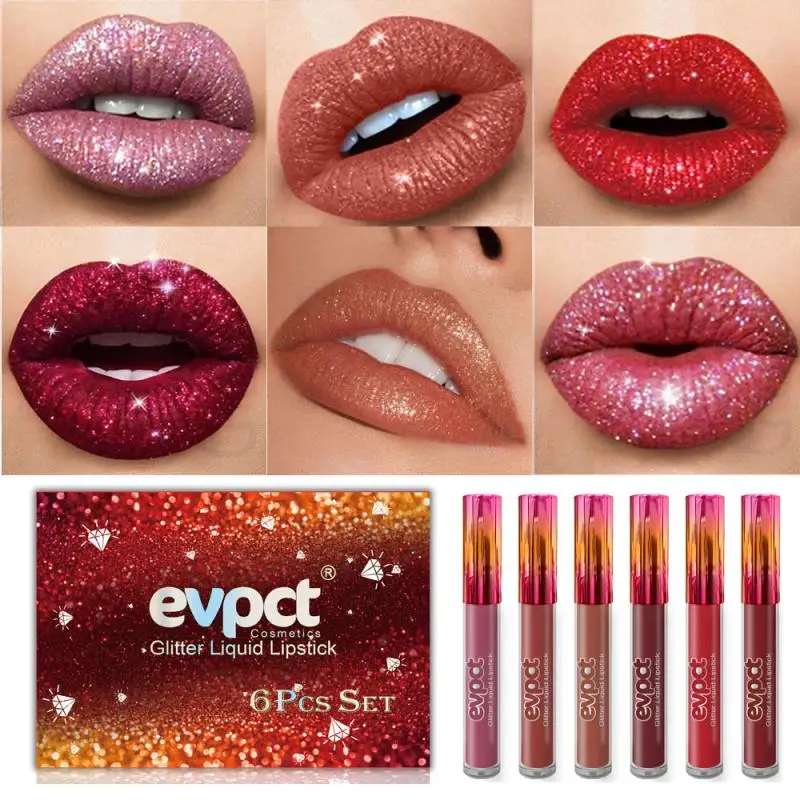 

Diamond Lipstick Glitter Flip Metallic Matte Liquid Lipstick Lip Gloss Evpct Makeup Waterproof Long Lasting Cosmetics TSLM1