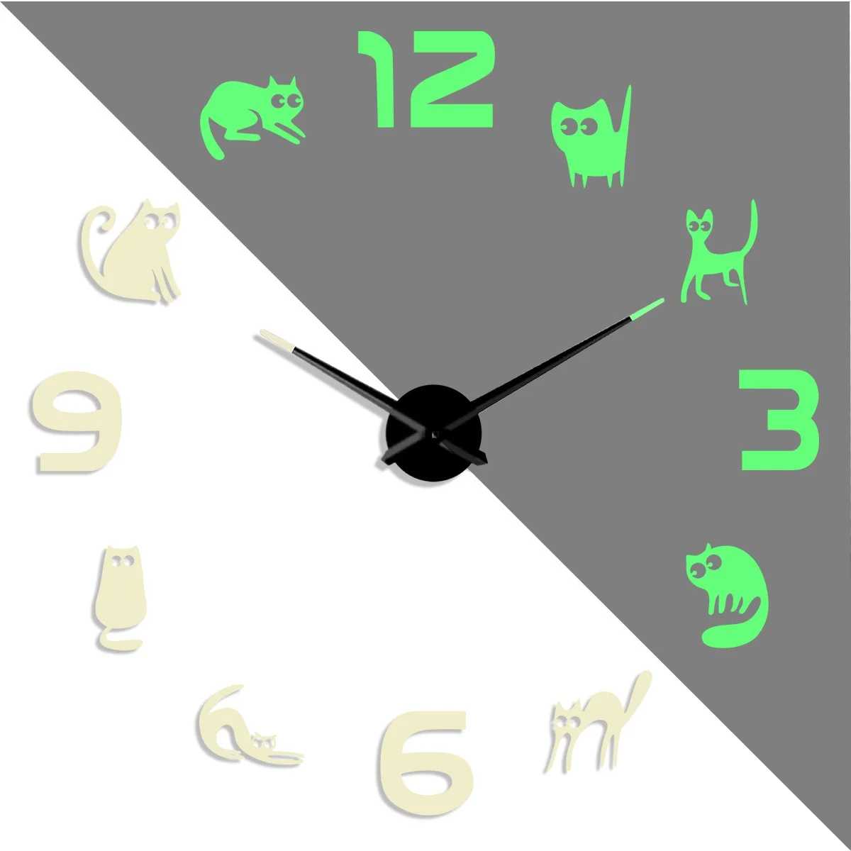 

Cute cat pose 2 DIY creative Different Frameless Luminous Wall Clock Home Decor Modern Cat lovers gifts