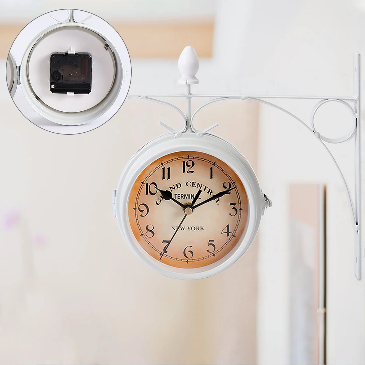 

Double Sided Wall Clock Double-sided Vintage Chandelier Hanging Clocks Round Decor Outdoor Old Fashioned