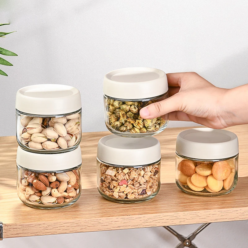 

Creative Glass Storage Jar Sealed Food Storage Container Dessert Candy Jar Portable Tea Tank Home Sealed Glass Box Home Decor