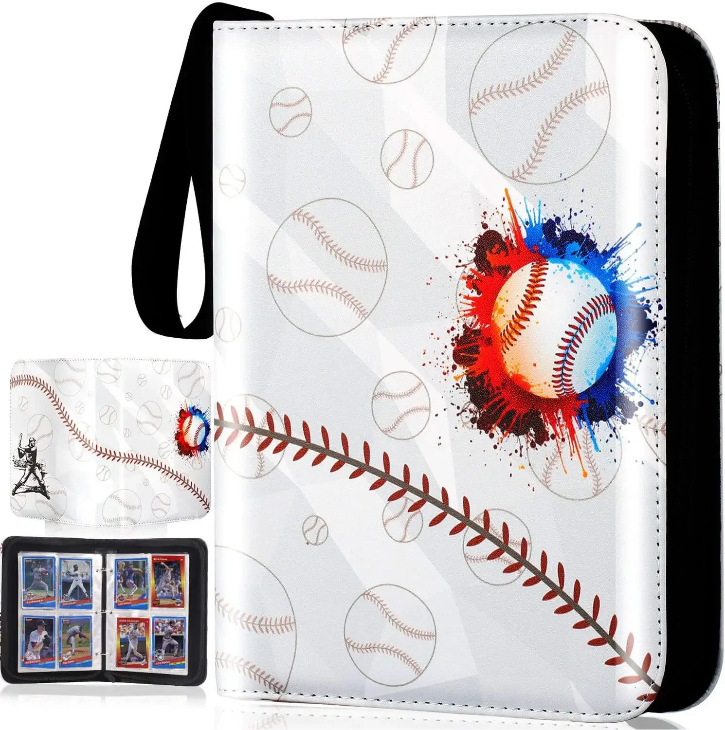 

Pocket binder for transaction cards, with 50 detachable sheets of paper, transaction card album folder with zipper
