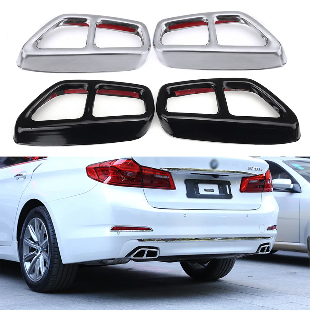 

Yubao Silver/Glossy Black Car Exhaust Muffler Pipe Cover Trims Stainless Steel Exterior Parts For BMW 5 Series G30 G31 2017 2018