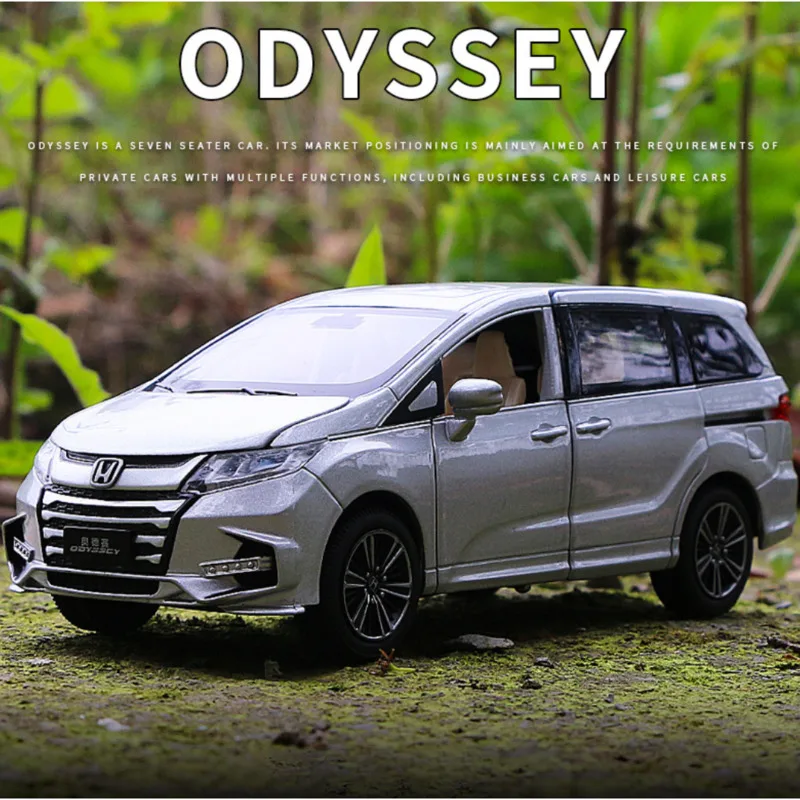 1/32 Honda Odyssey Alloy Diecast Model Toy Car Simulation MPV Metal Vehicle Model Six Doors Opened Sound Light Children Toy Gift