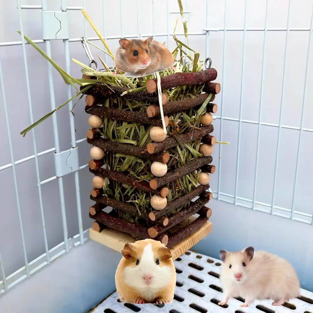 

Wooden Hay Rack Bite-resistant Hanging Grass Frame Feeder Pet Supplies For Chinchilla Guinea Pig Rabbit