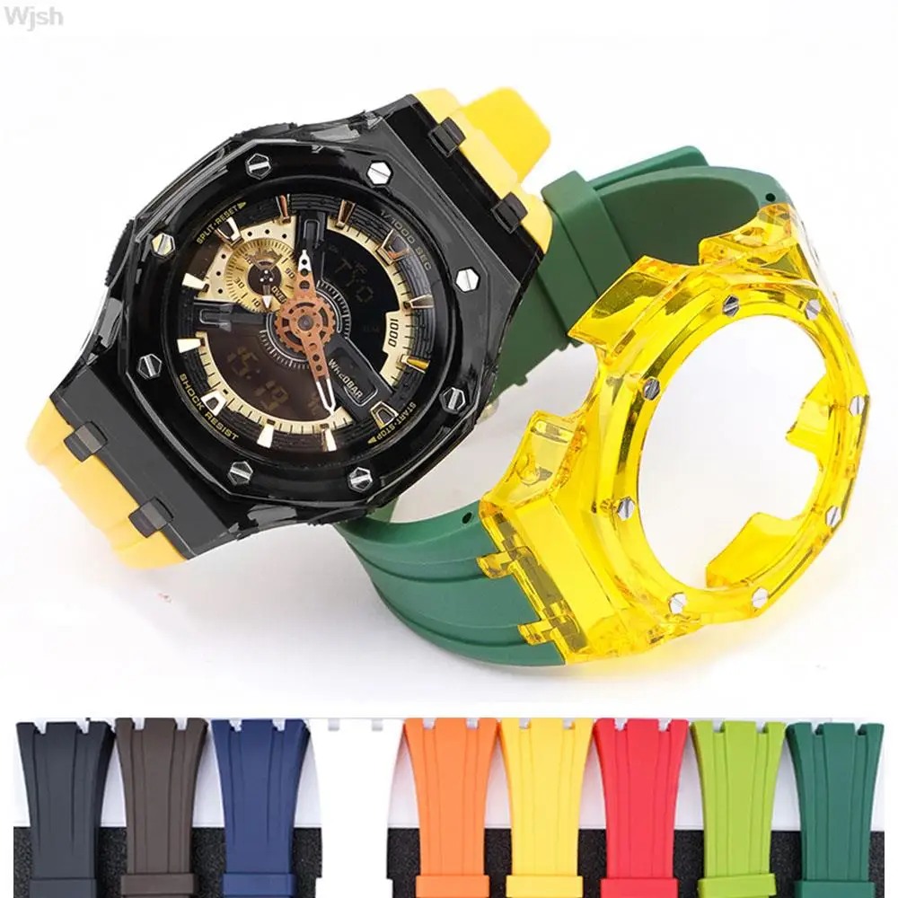 Rubber Strap for Casio G-Shock GA-100/110/120/150/200/300 GD-100/110/120 GAX-100 GLS-100 Refit Case Watch Band Accessories Men