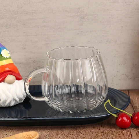 Большая Вертикальная чашка с рисунком живота, тропическая ручка, стеклянная чашка для завтрака и молока, милая домашняя кофейная чашка с рисунком тыквы