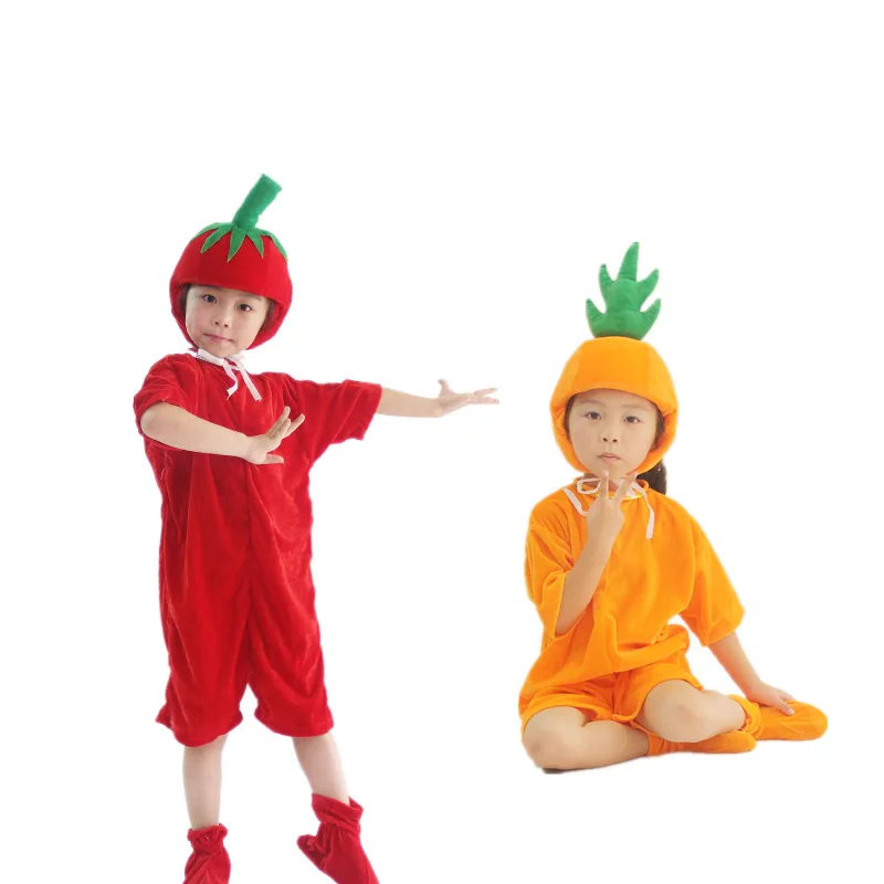 Мальчик девочка детские фрукты овощи костюм для Хэллоуина платье искусственная