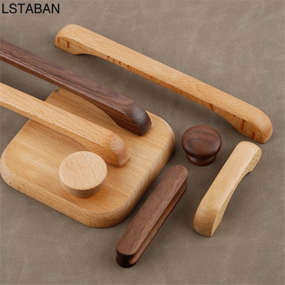 Ручки шкафа из цельного дерева ореха деревянная мебельная дверная ручка бука