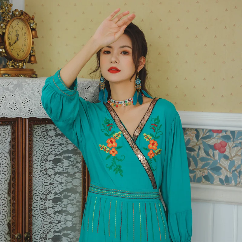 Ретро Этнические женские серьги Sle ретро гонконгские элегантные длинные