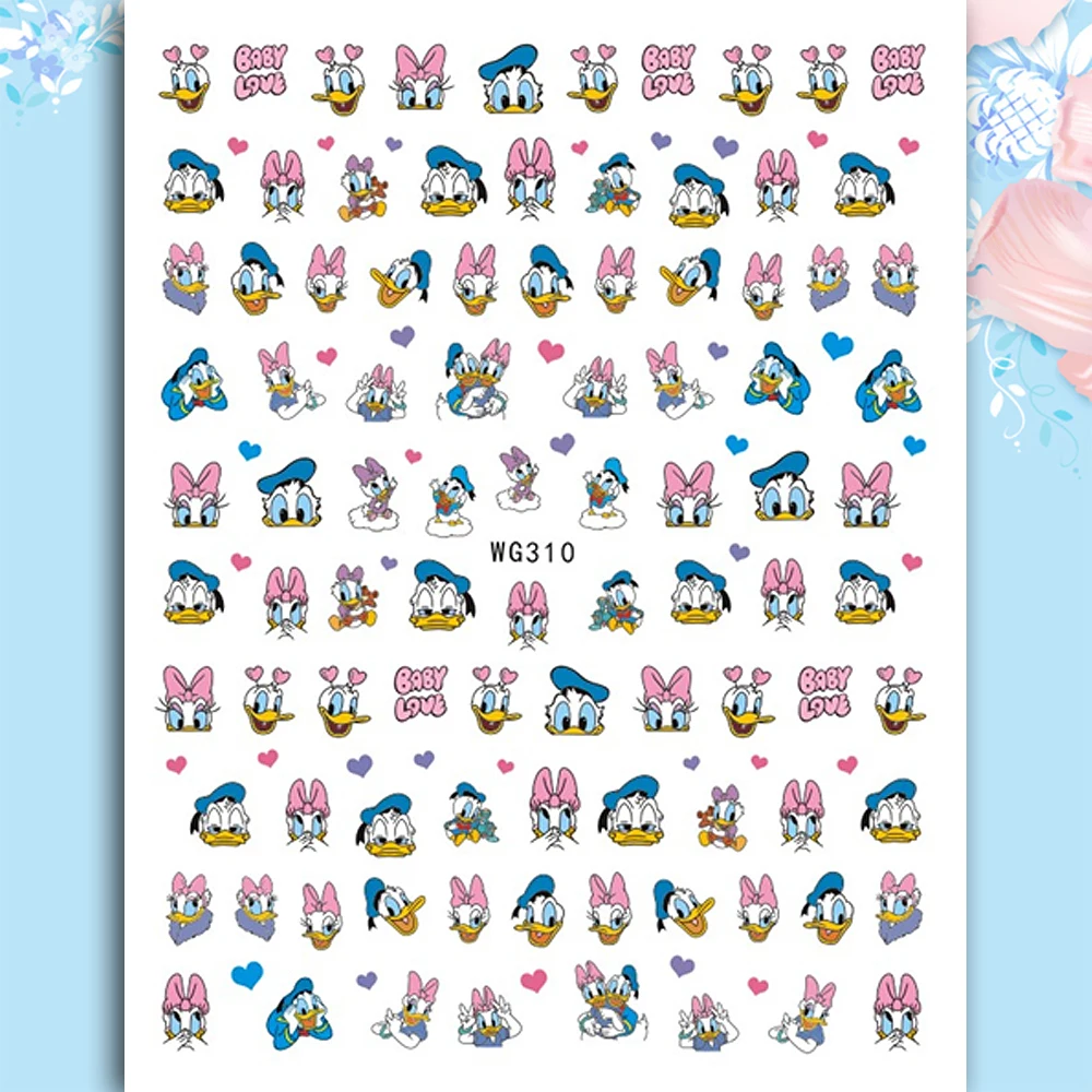 

10PCS DIY Disney Cartoon Collection Nail Art Sticker 3D Pink Panther Donald Duck Self Adhesive Nail Slider Mickey Nail Decal