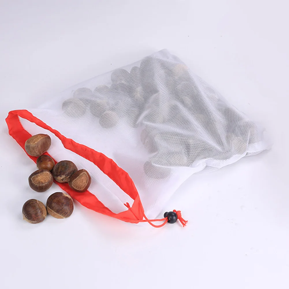

1/3/12/15pcs Portable Food Storage Bag Polyester Mesh Vegetable Fruit Bag Reusable Drawstring Mesh Bag Kitchen Storage Supplies