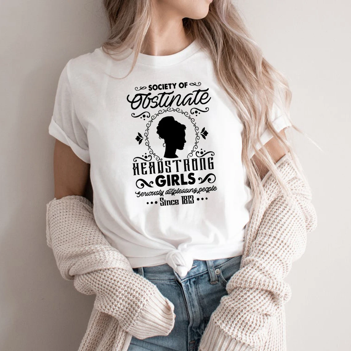 Society of Obstinate Headstrong Girls T-shirt Jane Austen Shirt Pride and Prejudice Tshirts Bookish Tees Feminist T Shirts Tops