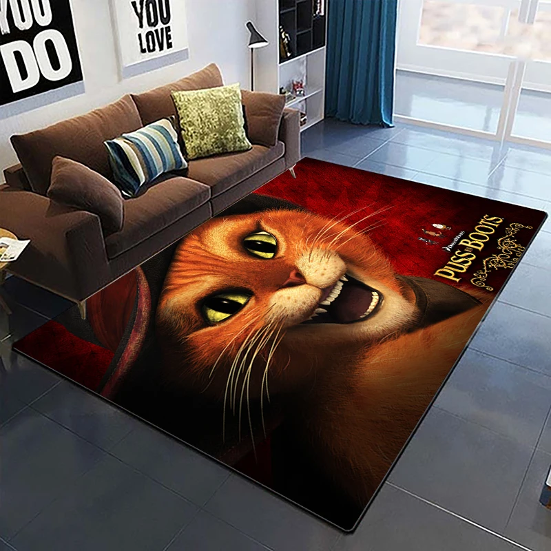 Puss in Boots  film Printed Carpet Household Rug Children's Room Living Room Chair Bedside Modern Simple Floor Mat Office Gifts