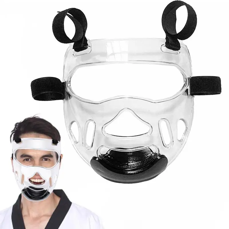 

Karate Face Guard Clear Karate Face Cover With Adjustable Strap Boxing Headgear Taekwondo Sports Shield Taekwondo Protection For