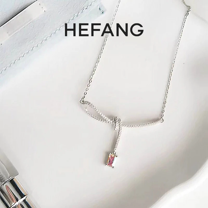 Hefang Where Aurora Ribbon Knot Choker Women Advanced Original Design Necklace Birthday Gift