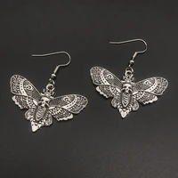 goth aesthetic punk style moth pendant womens personality earrings skull gothic drop earrings female party jewelry gifts