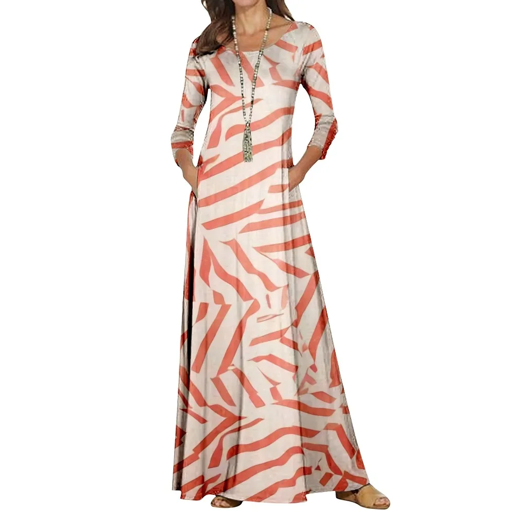 

Платье женское длинное в полоску, с длинным рукавом, 2XL