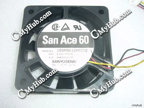 3-контактный 3-проводной охлаждающий вентилятор для SANYO DENKI 109P0612H6D08 DC12V 0.13A 6020 6 см 60