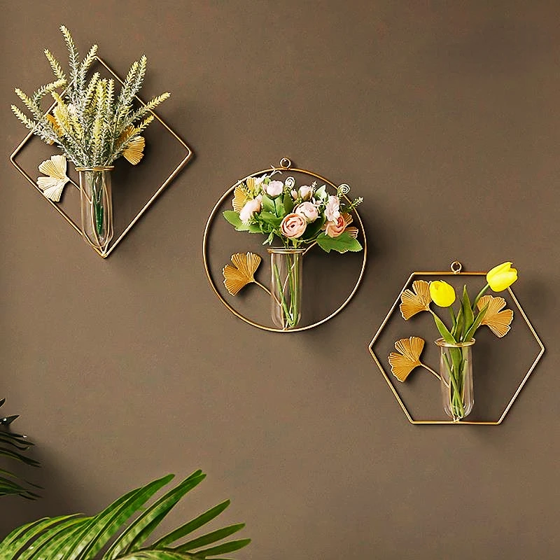 

New INS Creative Hydroponic Vase Wall Decoration Pendant Home Living Room Dining Room Background Wall Decoration Plant