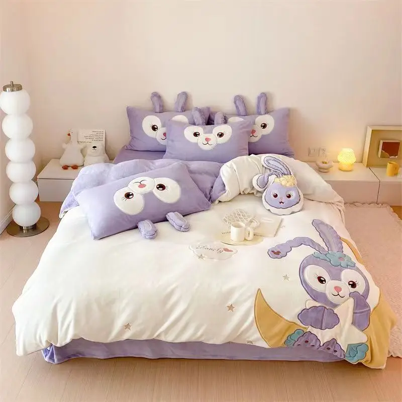 Милое пододеяльник с изображением бурундука теплый бархатный комплект из