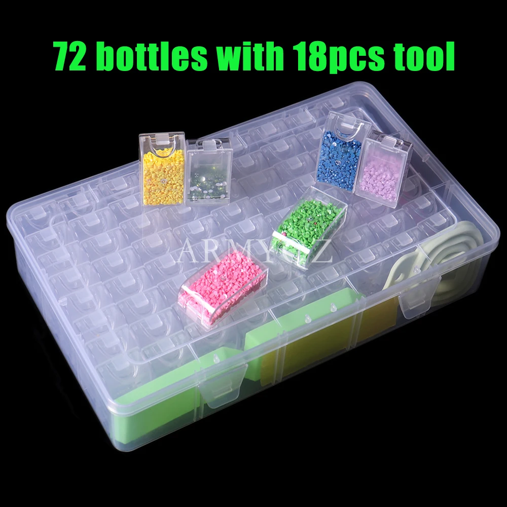 

Пластиковые аксессуары для алмазной живописи, 72 шт., контейнер для хранения, держатель для алмазной мозаики