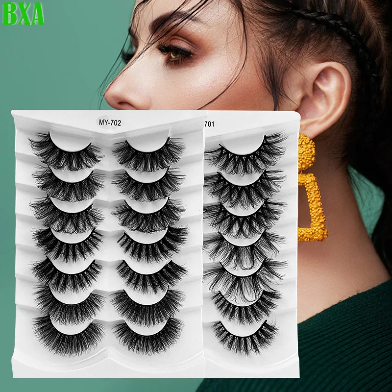 

7 Pairs Lashes Faux Mink Lashes Fluffy Soft Wispy Volume Natural long False Eyelashes Reusable Eyelashs Makeup Dense Crossover