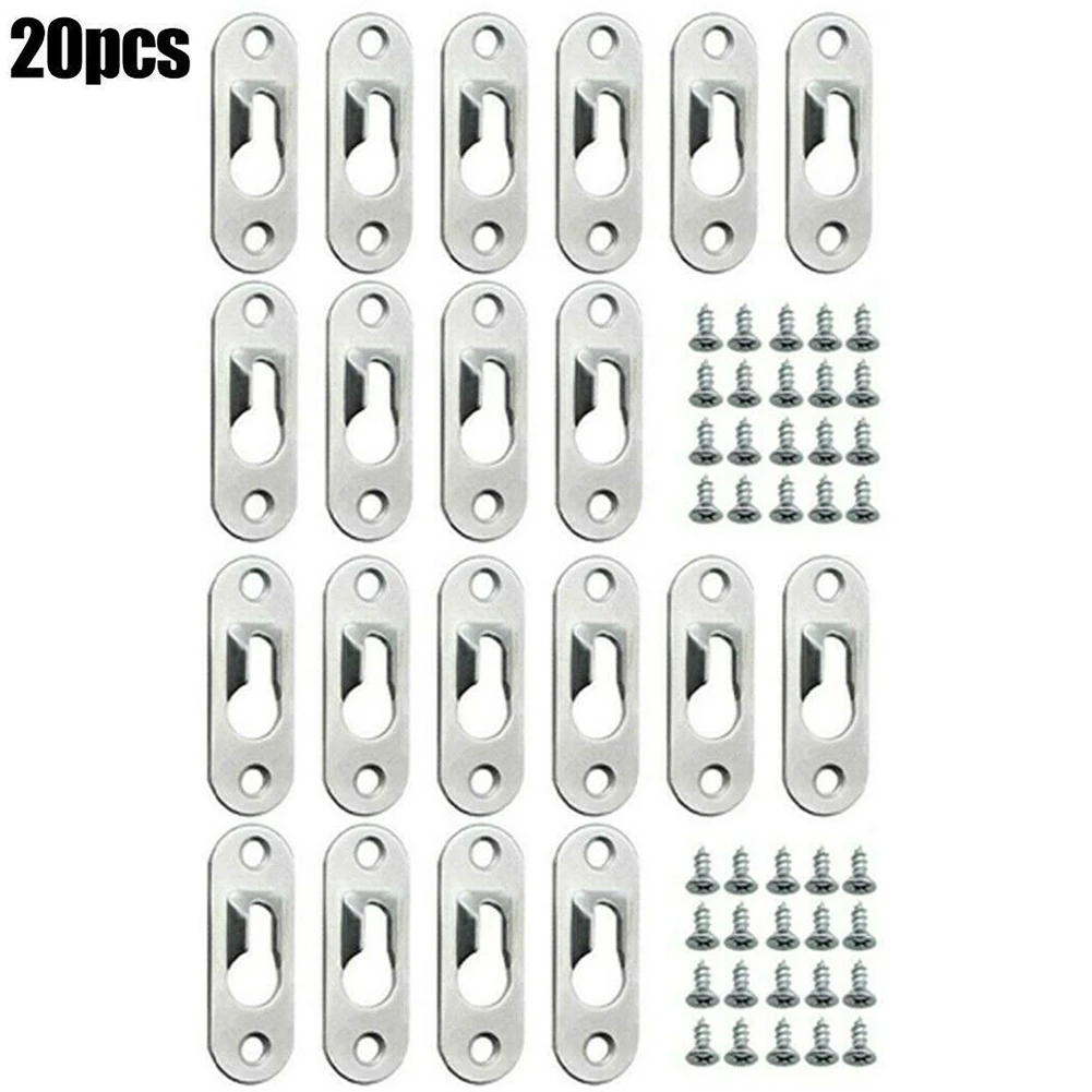 

20 Pcs 42x16mm Sliver Hooks Hanging Keyhole Hanger Hardware Tools Picture Frames Decorative Picture Hook Hidden-Hanging